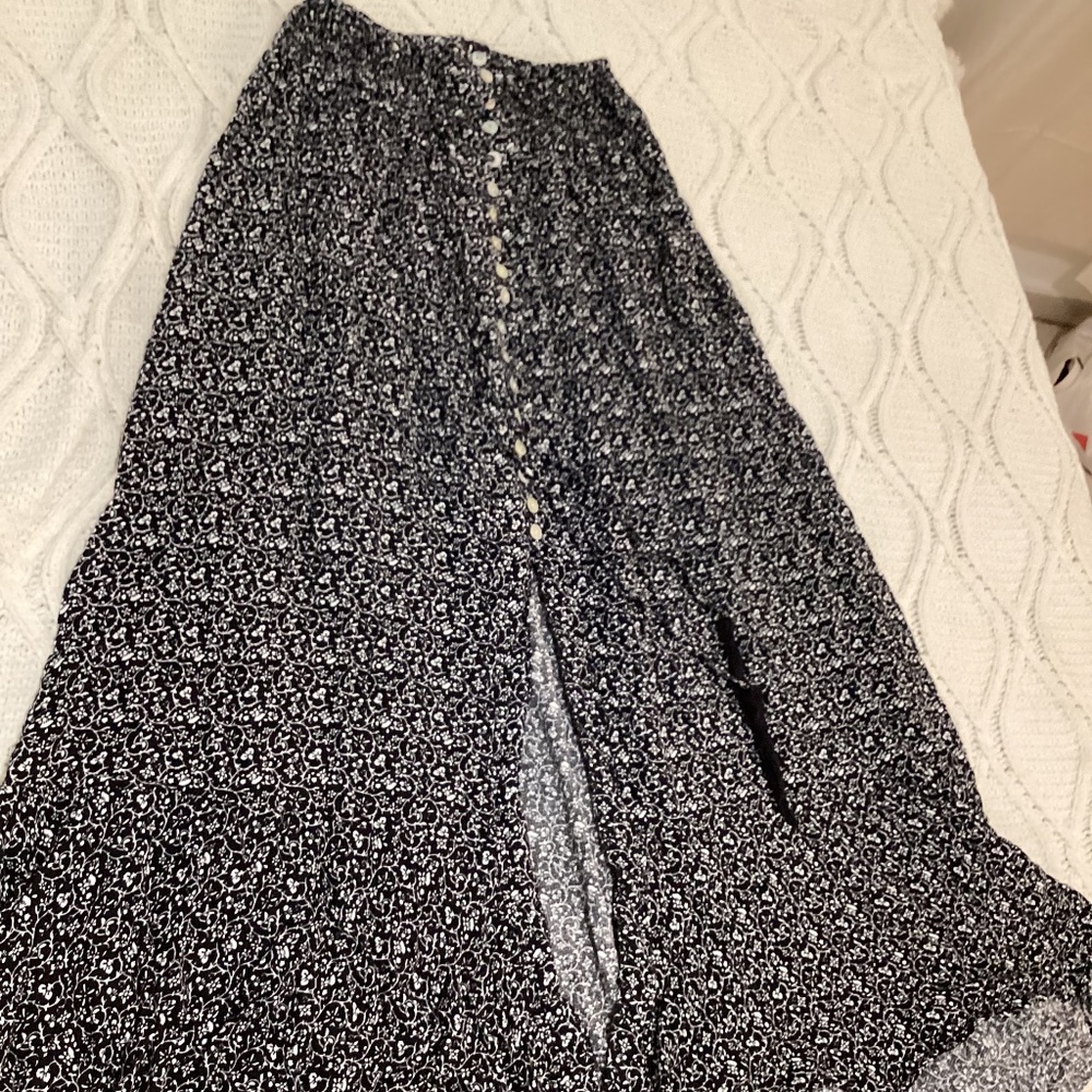 Flower Maxi skirt with button down & slit